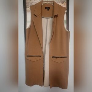 Topshop Tan Vest with Zipper Pockets
